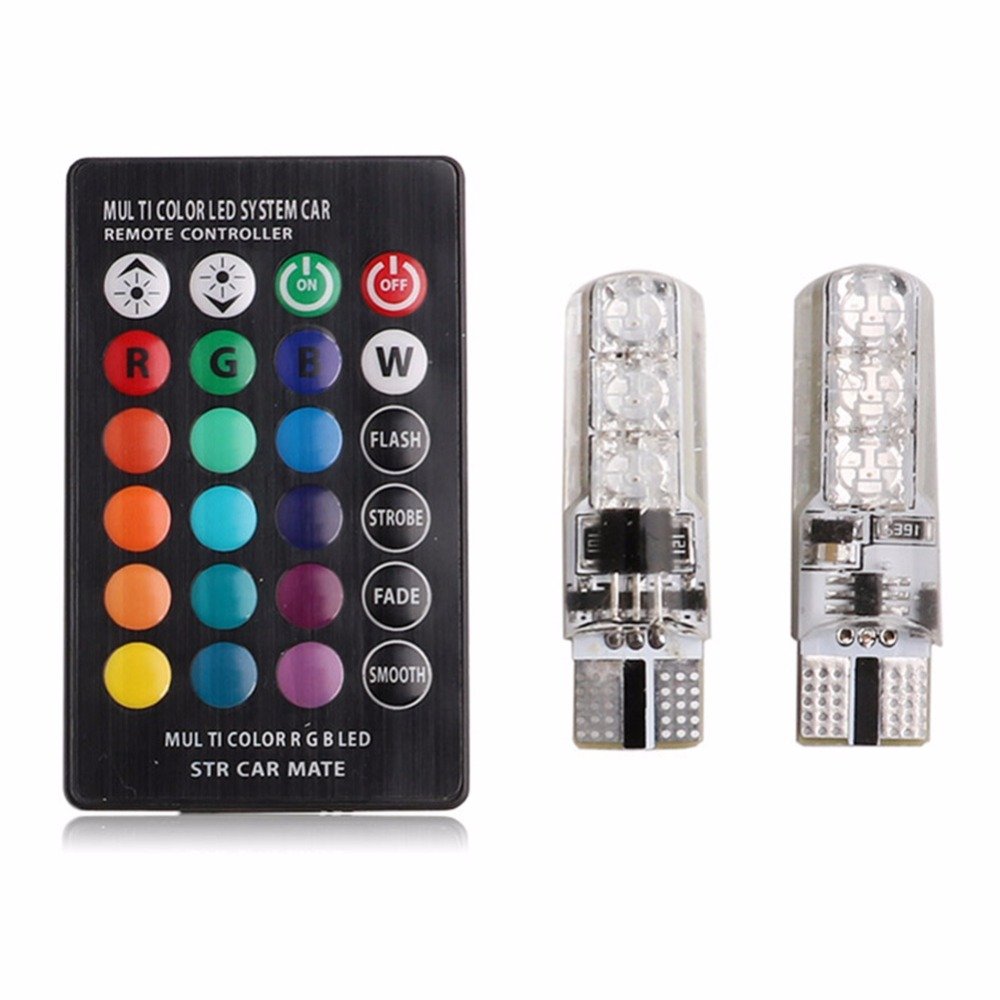 Car Signal Lights T10 w5w Led Bulb 12V Auto Interior Light Led Lamps Bulbs For Car Clearance RGB With Remote Control