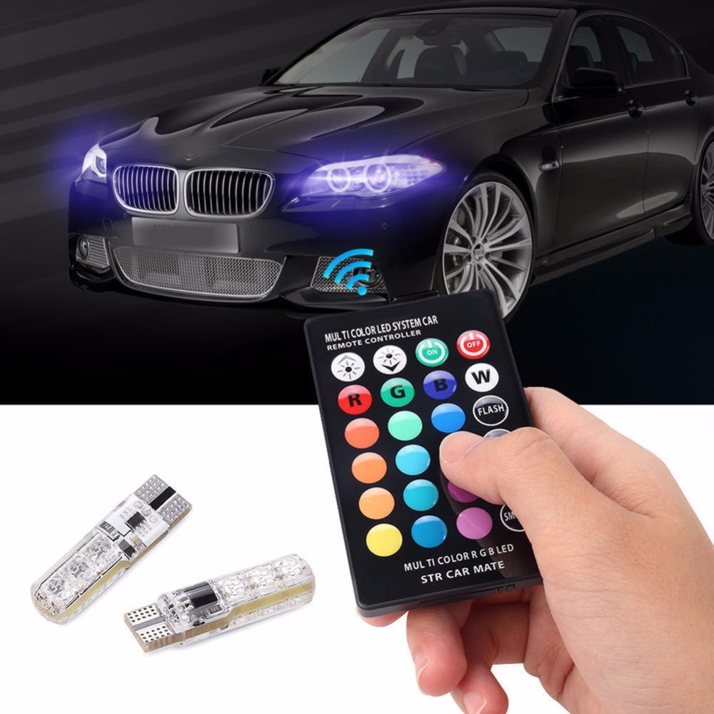 Car Signal Lights T10 w5w Led Bulb 12V Auto Interior Light Led Lamps Bulbs For Car Clearance RGB With Remote Control