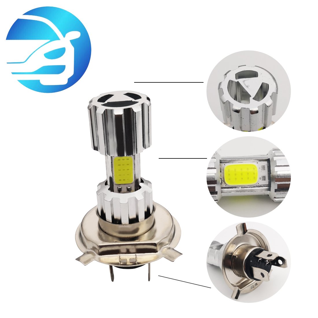 Super Bright H4 H6 Ba20D Motorcycle Bulbs COB LED Headlight Kit Bulbs High Low Beam 6000K Kit Headlamp White 12V Car Accessories