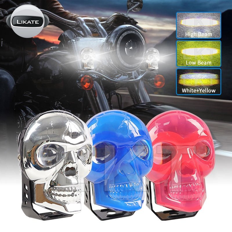 Wholesale Bright Auxiliary Spot Spotlight High Low Beam Dual Color Fog Light Projector Lens Mini Motorcycle Driving Lights