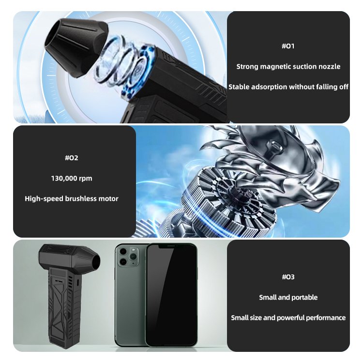 130000rpm Mini Compressed Air Duster Portable Handheld Fan Electric Mini Jet Turbo Fan