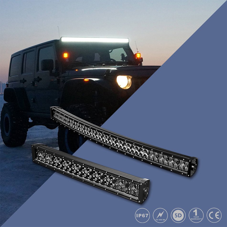 22 32 42 inch 5D Curved LED Light Bar Dual Row Black Lens White Super Chips Combo Beam For Offroad Tractor Truck UAZ 4x4 4W