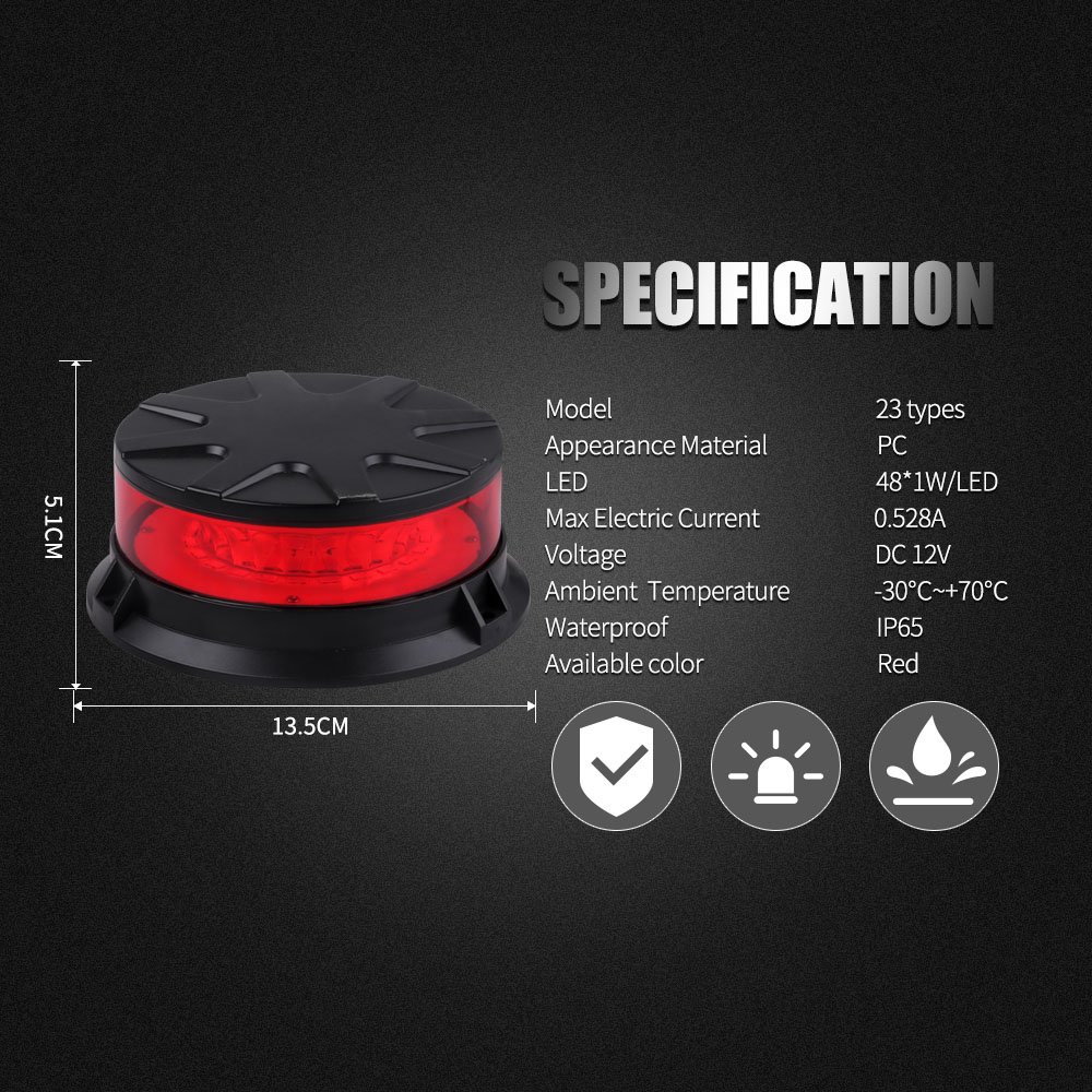 LED-020-COB auto Emergency Flashing Beacon Light with Magnetic for Trucks high power flashing lightbar