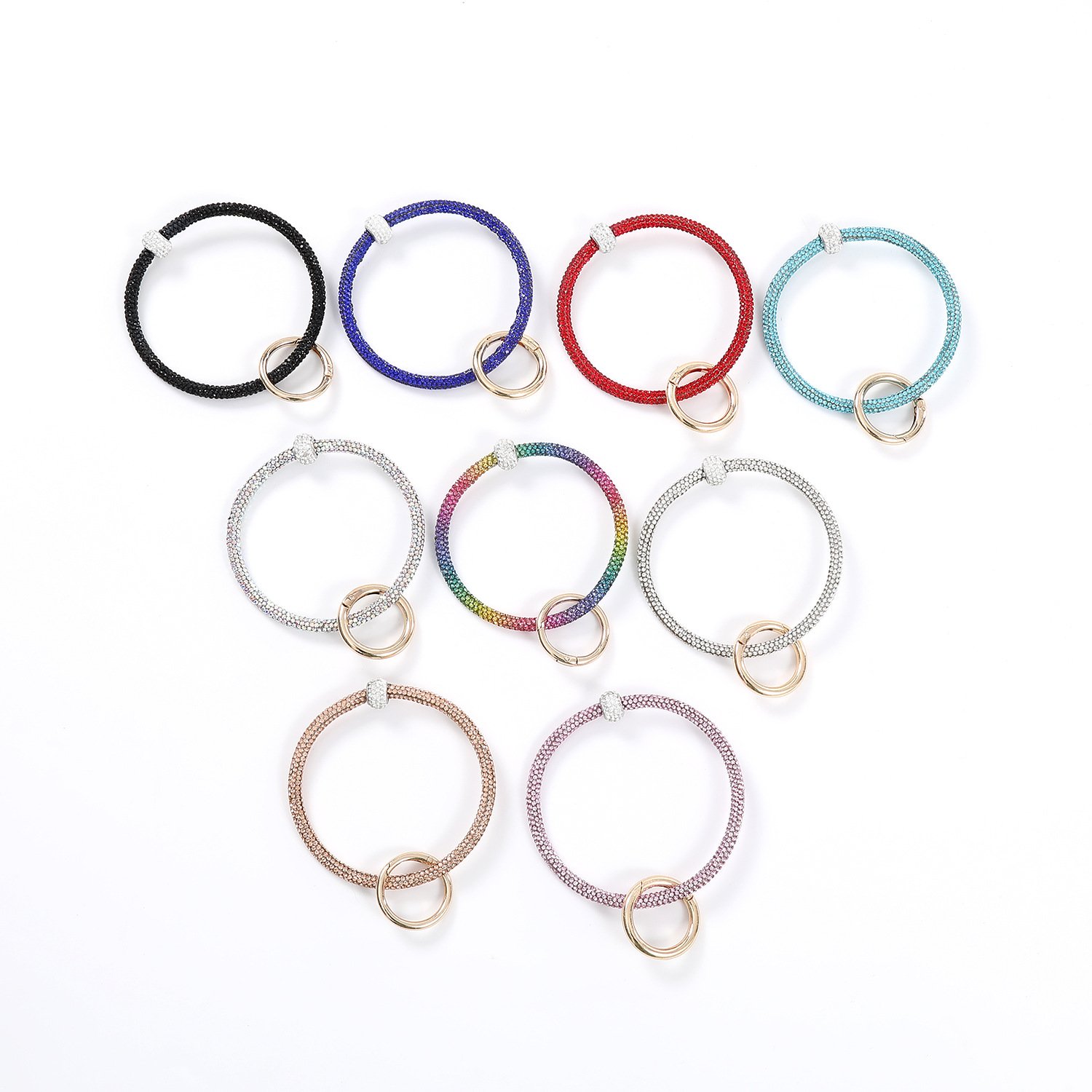 Xichuan Fashion Crystal Glass Rhinestones 3D Keychain Bling Strass Metal Car Key Chain Rope Simple Bag Widgets Accessories