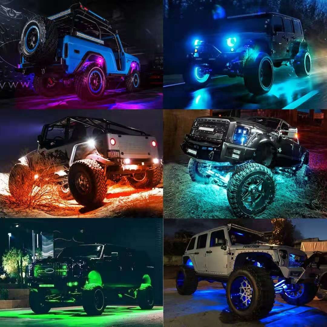 Hot 36w Music dynamic Modes Neon atv led rock lights RGBW others car light accessories with APP& RF Controller