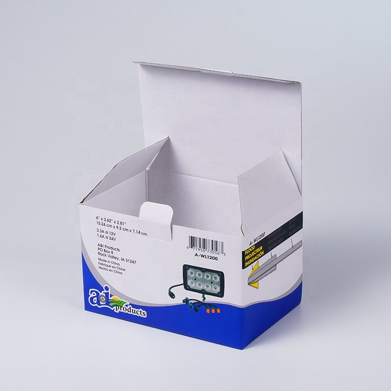 Eco friendly Corrugated Paper Packaging Box Customized Led Car Light Bulb White Cardboard Box Packaging