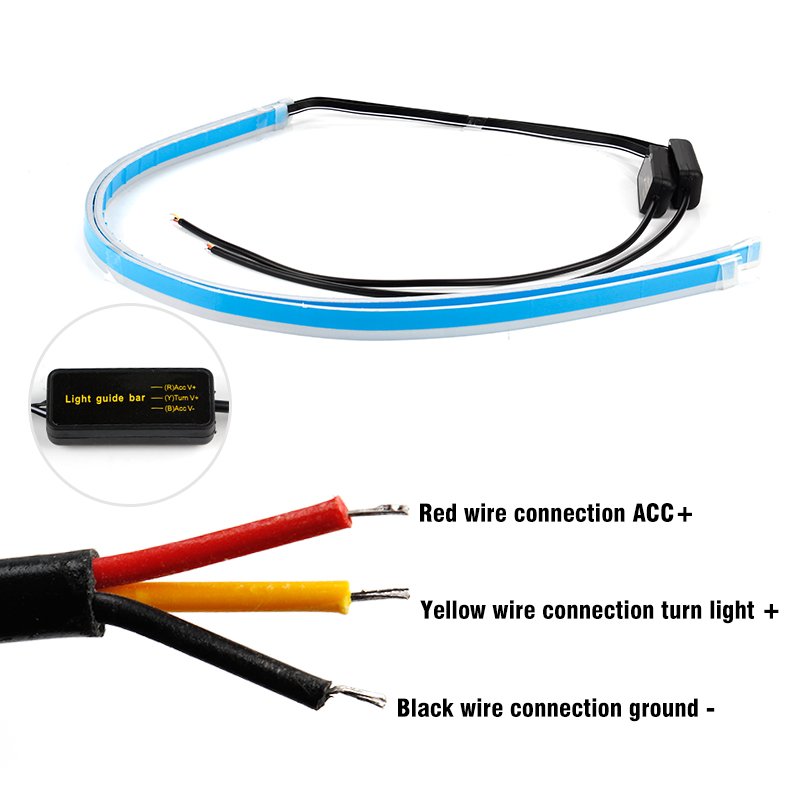 Flowing Headlight Side Glow White Amber Led Flexible Strip Light Car Led 12V Switchback Headlight Daytime LED Strip DRL Light