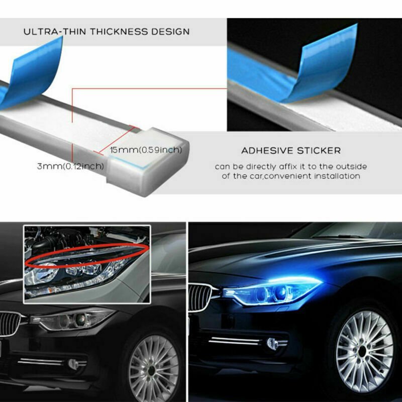 Flowing Headlight Side Glow White Amber Led Flexible Strip Light Car Led 12V Switchback Headlight Daytime LED Strip DRL Light