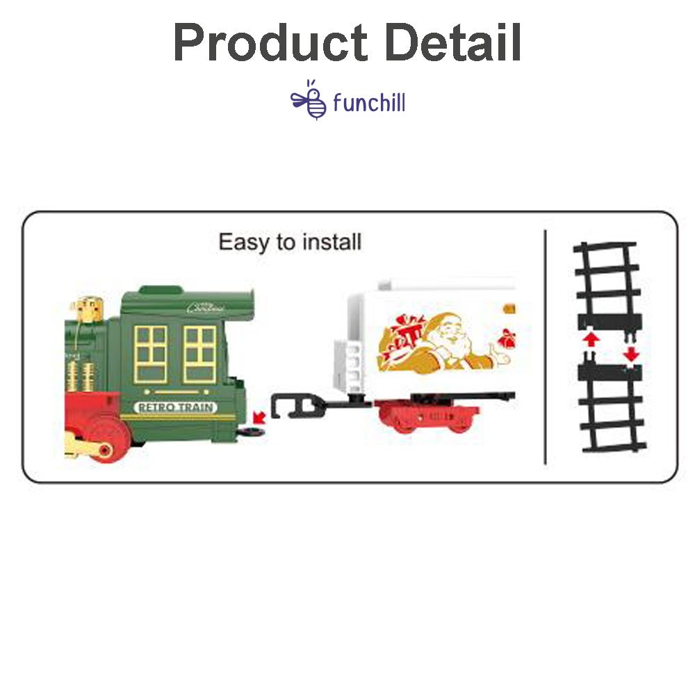 78CM Assemble Track Musical Lights Merry Christmas Car Carton Scene Electric Smoke Christmas Train Set for Kids Gift Set