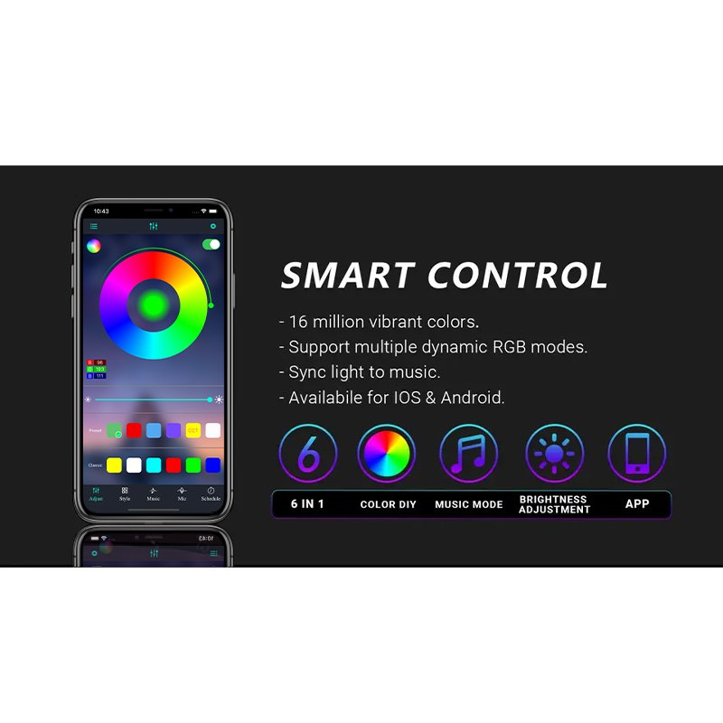 QEEDON Neon EL APP&Remote 12V9W LED Ambient Lighting Strip Car LED Fiber Optic Lights Car Atmosphere Other Car Light Accessories