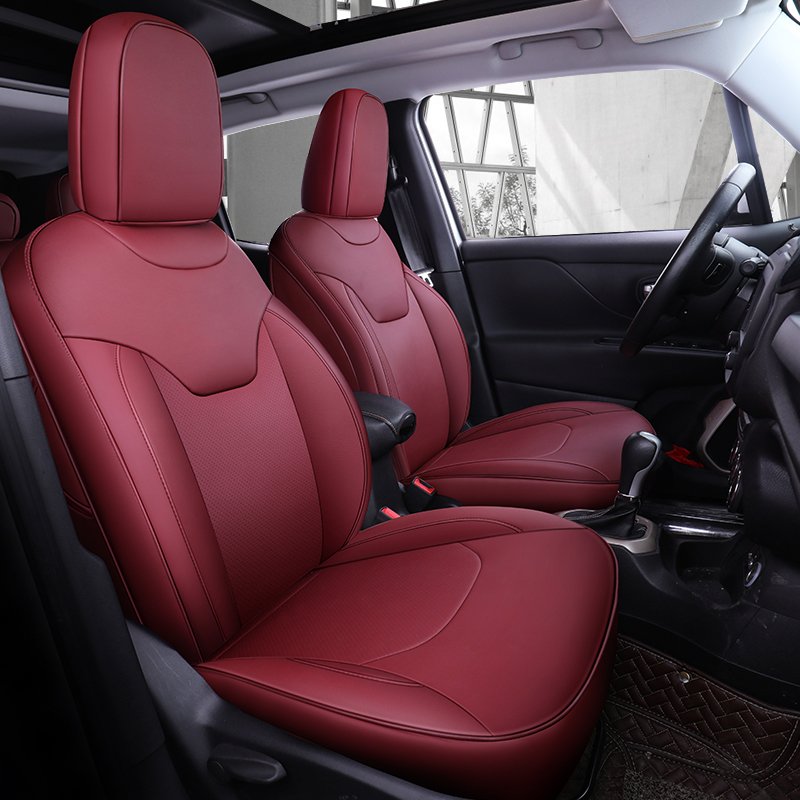 Custom Fit Car Accessories Seat Covers for 5 Seats Full Set Genuine Leather Middle Part for Jeep Grand Cherokee Compass Wrangler