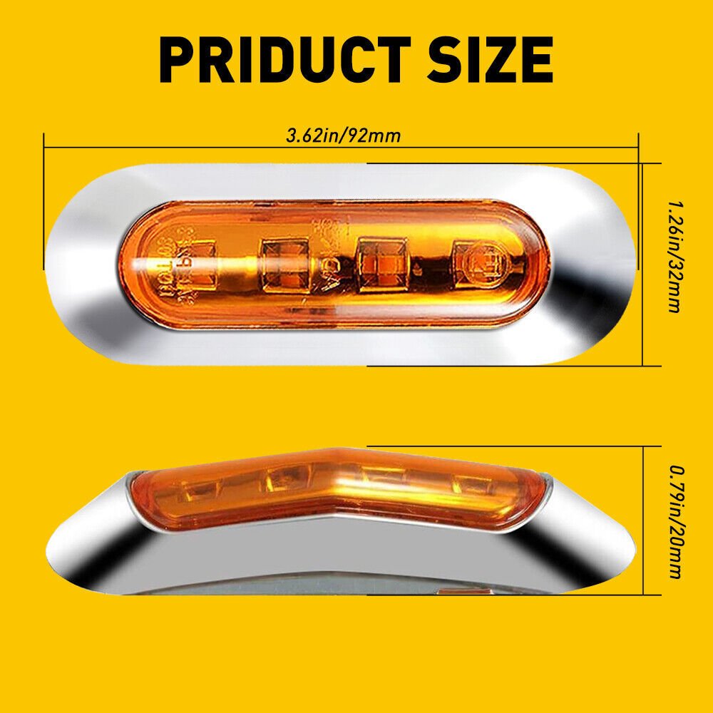 12v/24v 4LED Truck Side Marker Light E4 Electroplated Truck Side Indicator Light Others Car Light Accessories