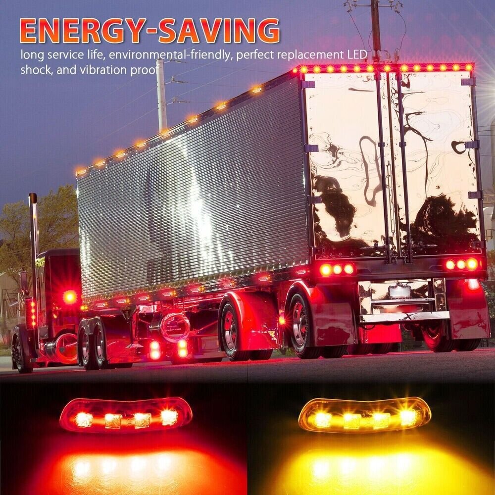 12v/24v 4LED Truck Side Marker Light E4 Electroplated Truck Side Indicator Light Others Car Light Accessories