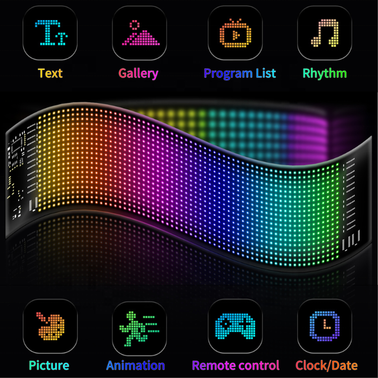Pixel matrix rearwindow flexible car led display