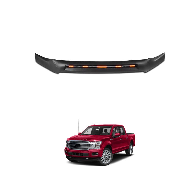 Pickup Black Color Injection Bonnet Guard with Streamer Light TXR Quality Auto Exterior Accessories for Ford F150 2021-