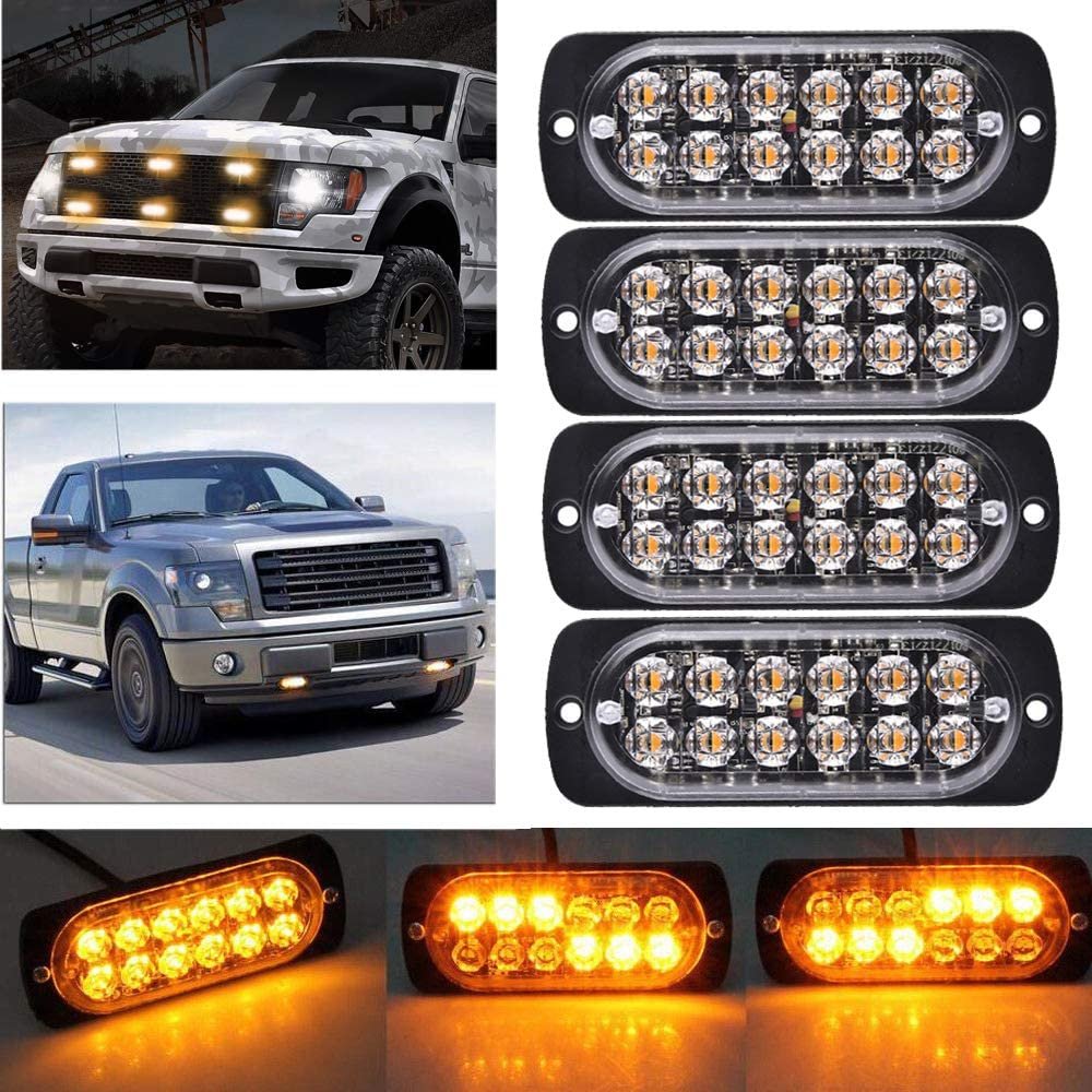12W 19 Mode Strobe Type Flashing Side Warning Lights 12V 24V DC Auto Truck Led Lamp