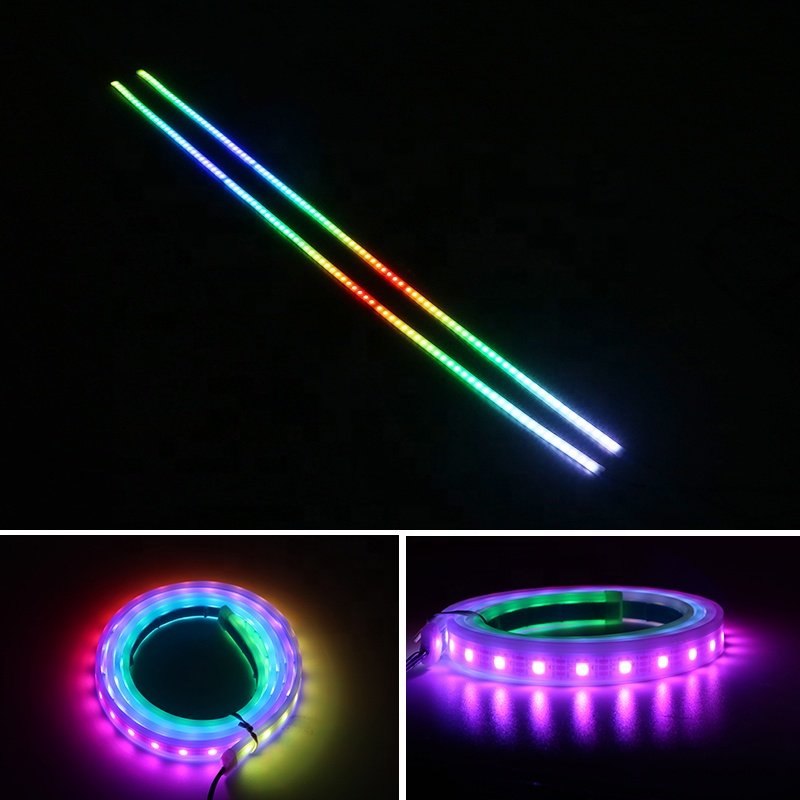 A60 New Car LED Phantom Door Edge Light Bar Pedal Atmosphere Side Skirt Flowing Light Colorful APP Others Car Light Accessories