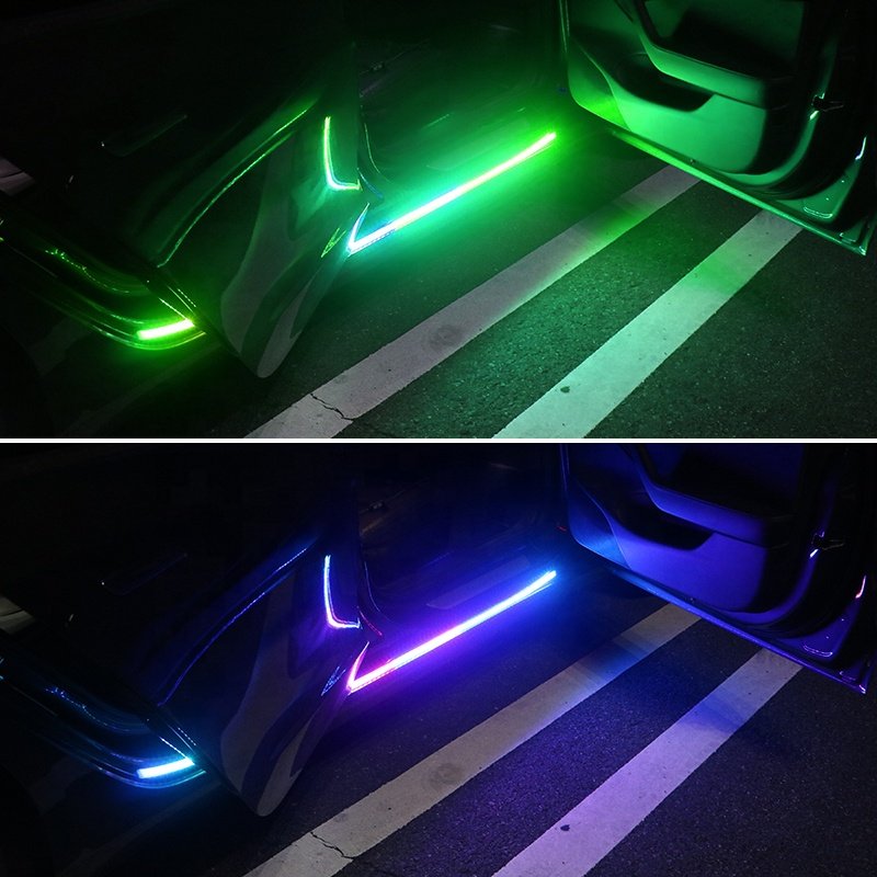 A60 New Car LED Phantom Door Edge Light Bar Pedal Atmosphere Side Skirt Flowing Light Colorful APP Others Car Light Accessories
