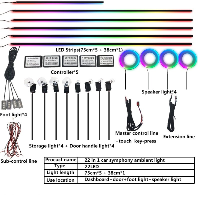 LED Ambient light Symphony Chasing 18 In Interior Atmosphere light For car