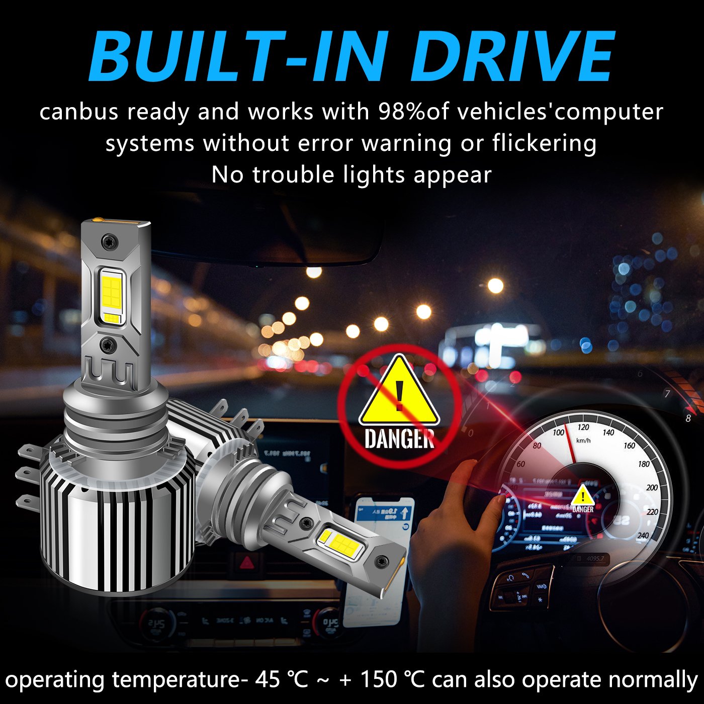 H15 Led Car Headlight Bulb H15 Drl 12V 45W Car Head Lamp H15 Canbus 6000K White Projector Fog Lamp