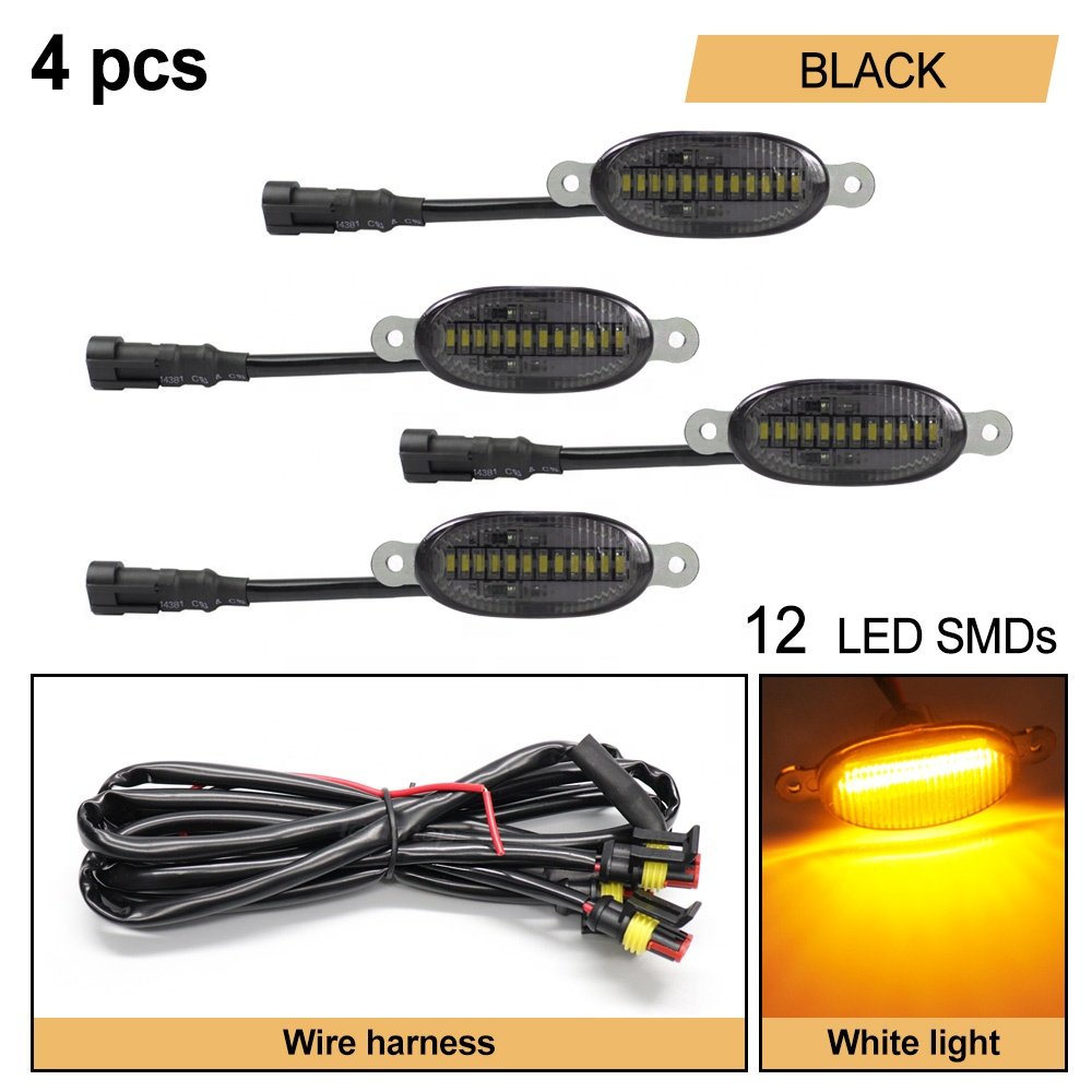 LED White Yellow 12V Front Grille Lighting For Toyota Peugeot Ford Nissan Jeep chevrolet Grille DRL Parking Driving Light