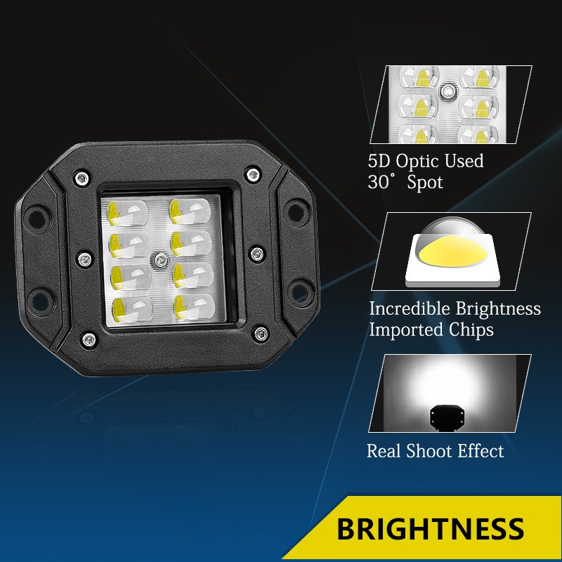5" Flush Mount LED Work Light Bar Off Road 12V 24V 40W Spot Beam Pods Light Bar Car Truck Atv Small Others Car Light Accessories