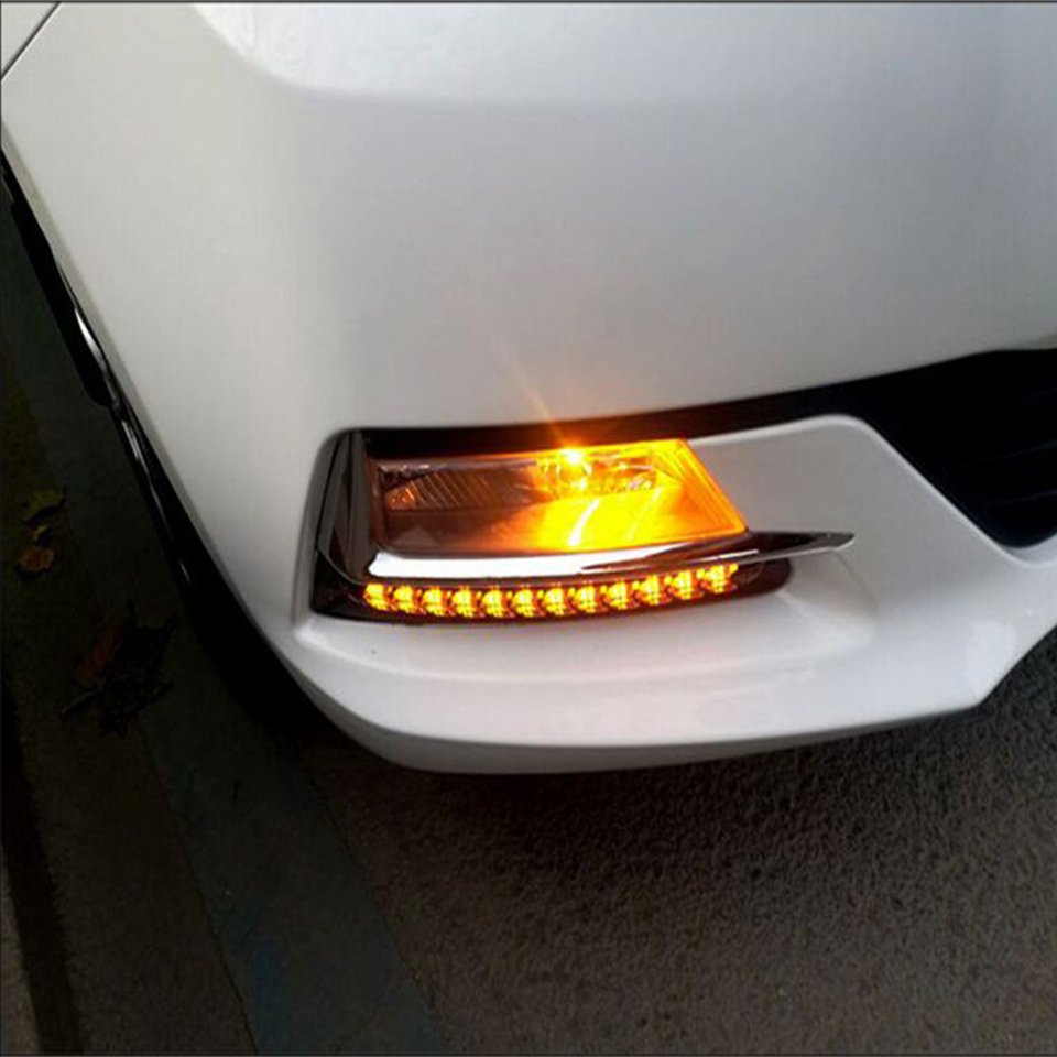 Wholesale Universal Car LED Daytime Running Light Waterproof Headlight Strip Sequential Flow Yellow Turn Signal White DRL Light