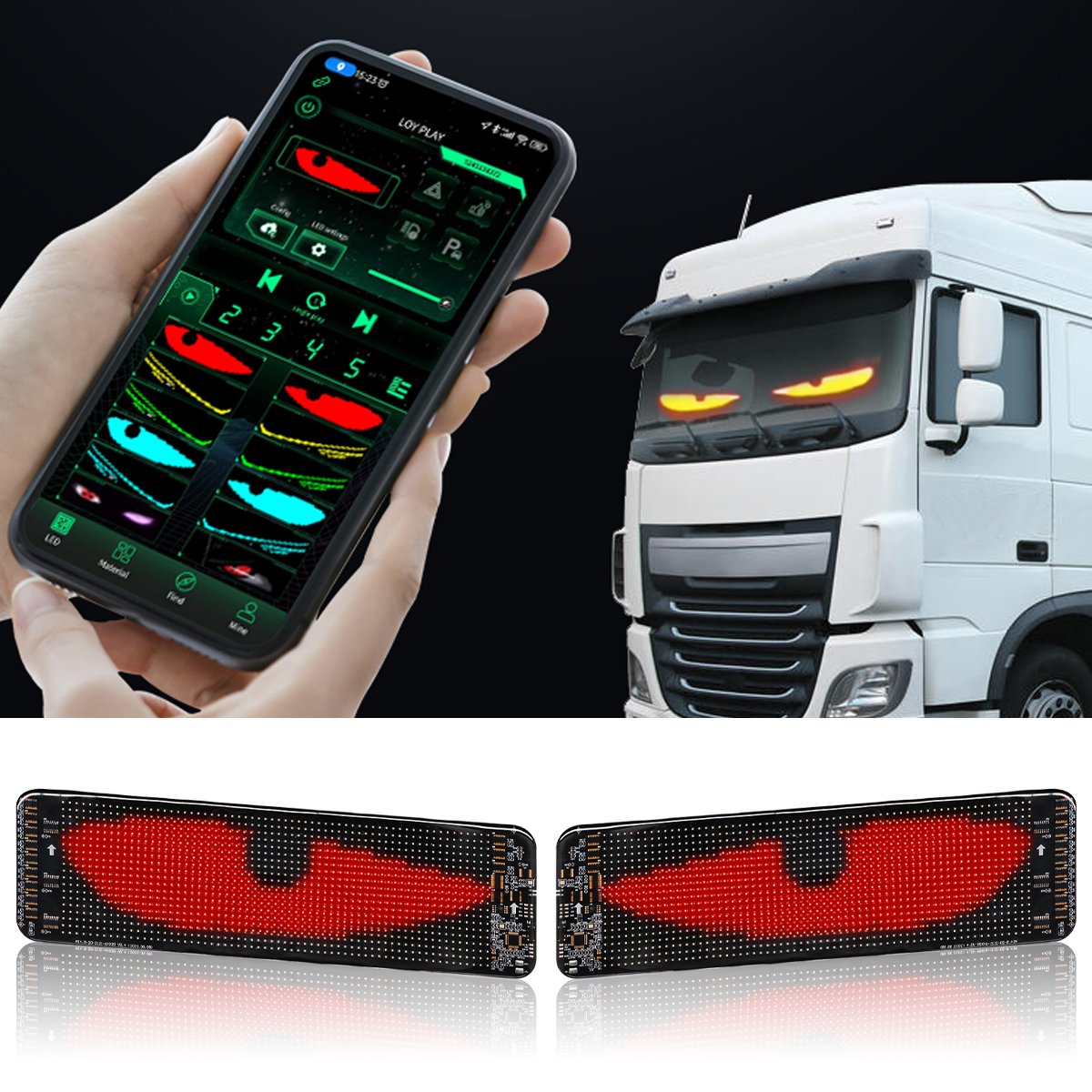 Car Windshield LED Screen Devil's Eye LED Decorative Electronic Screen Diy Multimedia Player Animation Warn LED Indicator light