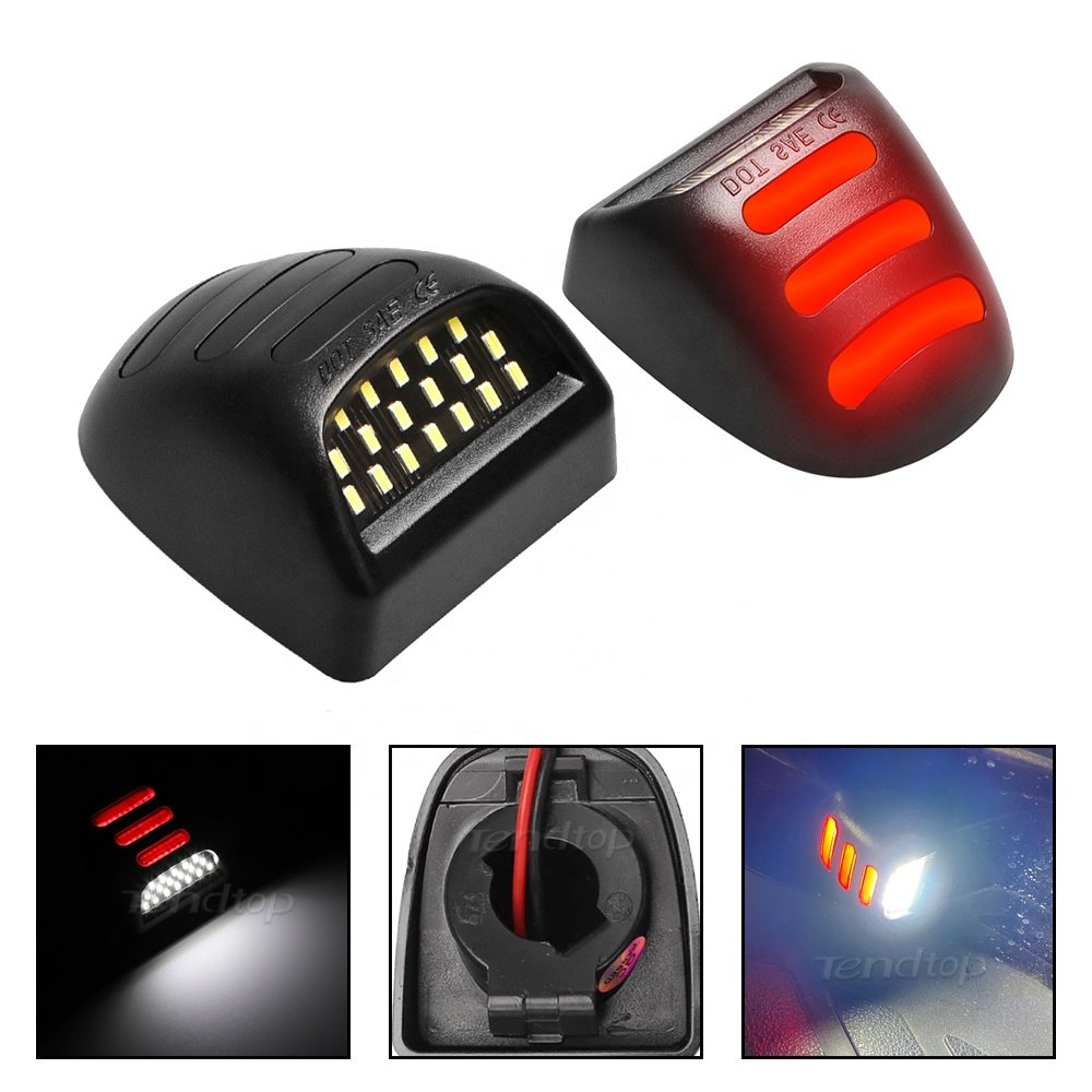 Red White LED License Number Plate Lights For Silverado Chevrolet Tahoe Suburban Avalanche Traverse GMS Cadillac tail plate lamp