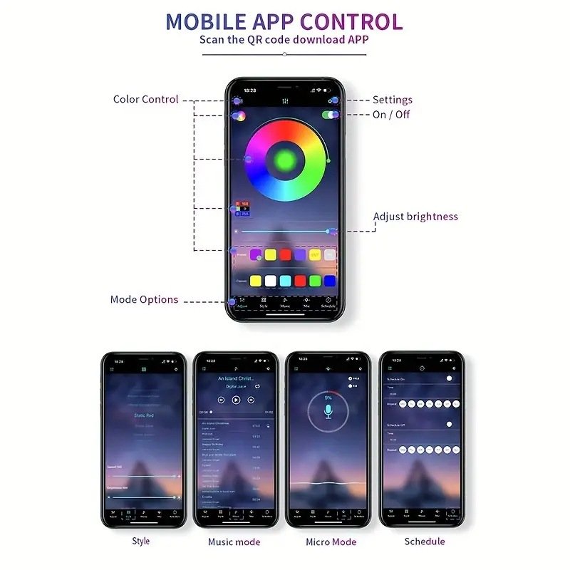 Car Interior Ambient Light Decorative Guide Lamp Fibre Optic Atmosphere Lighting APP Control RGB Cold Lights