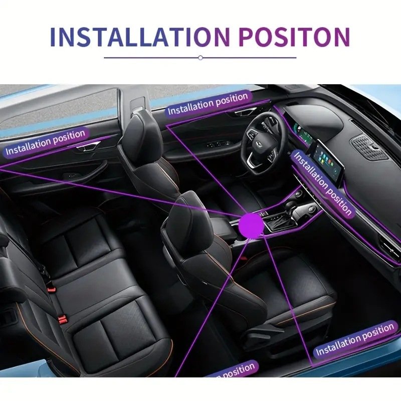Car Interior Ambient Light Decorative Guide Lamp Fibre Optic Atmosphere Lighting APP Control RGB Cold Lights