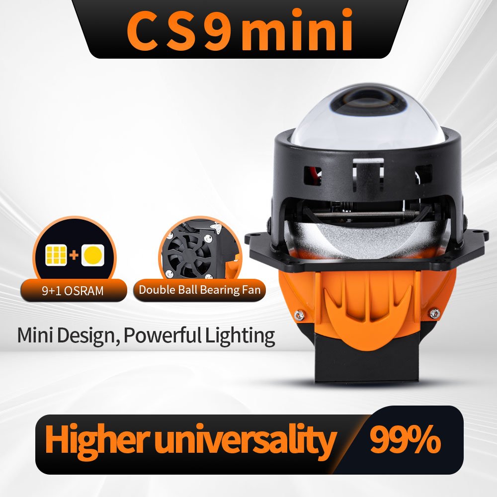 Carson CS9 Mini New Extremely Short Design Factory Wholesale 9+1 LED Bi LED Lens Projector Lens for Car