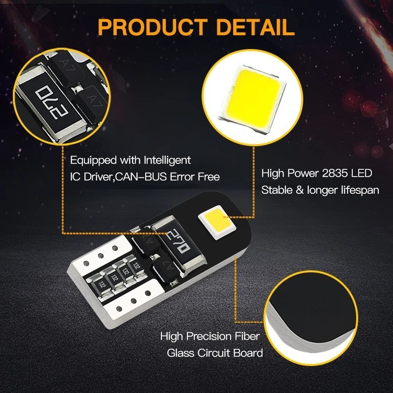 W5W T10 LED Canbus Light Bulbs Car Interior Dome Light Trunk Lamp Auto Lights Error Free 12V