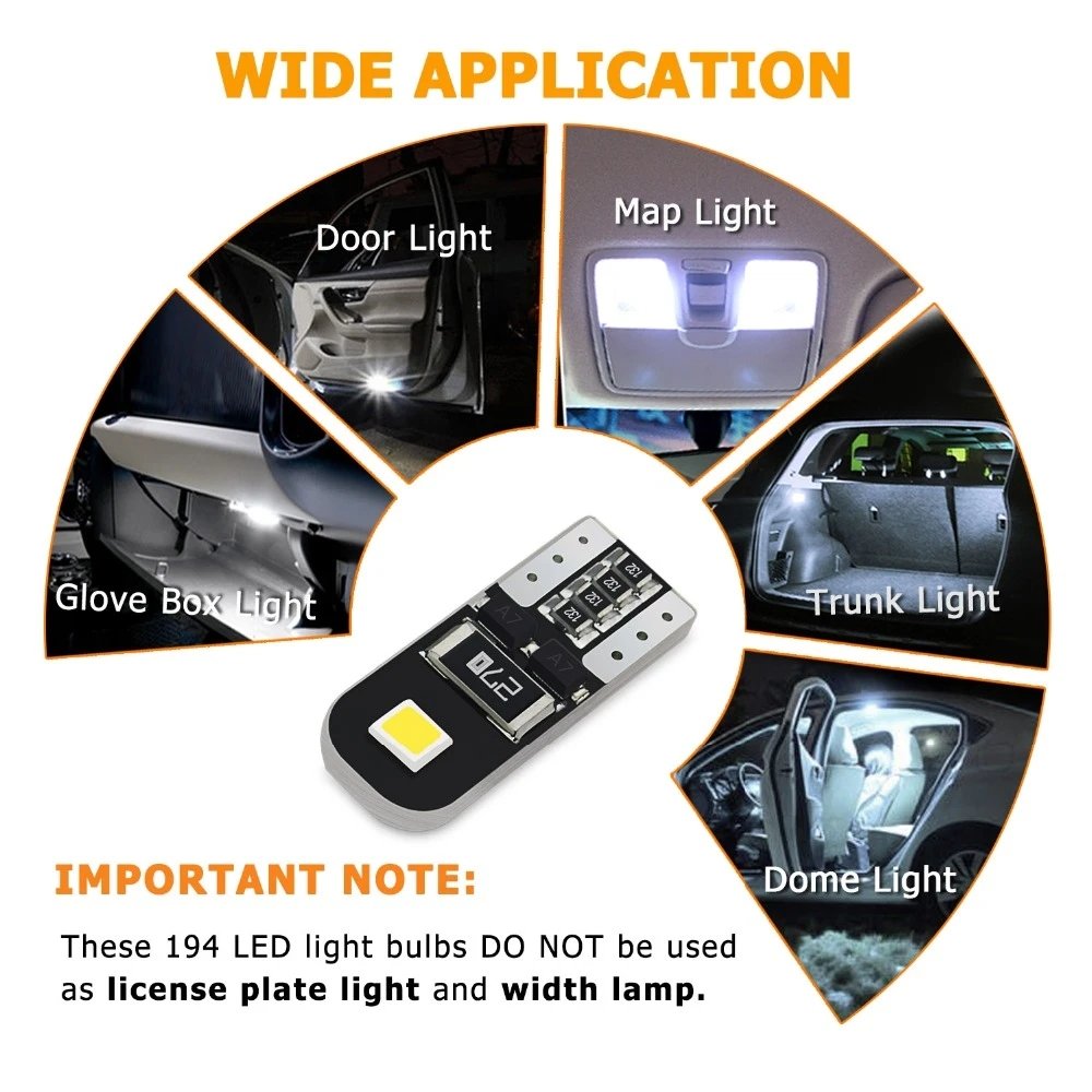 W5W T10 LED Canbus Light Bulbs Car Interior Dome Light Trunk Lamp Auto Lights Error Free 12V
