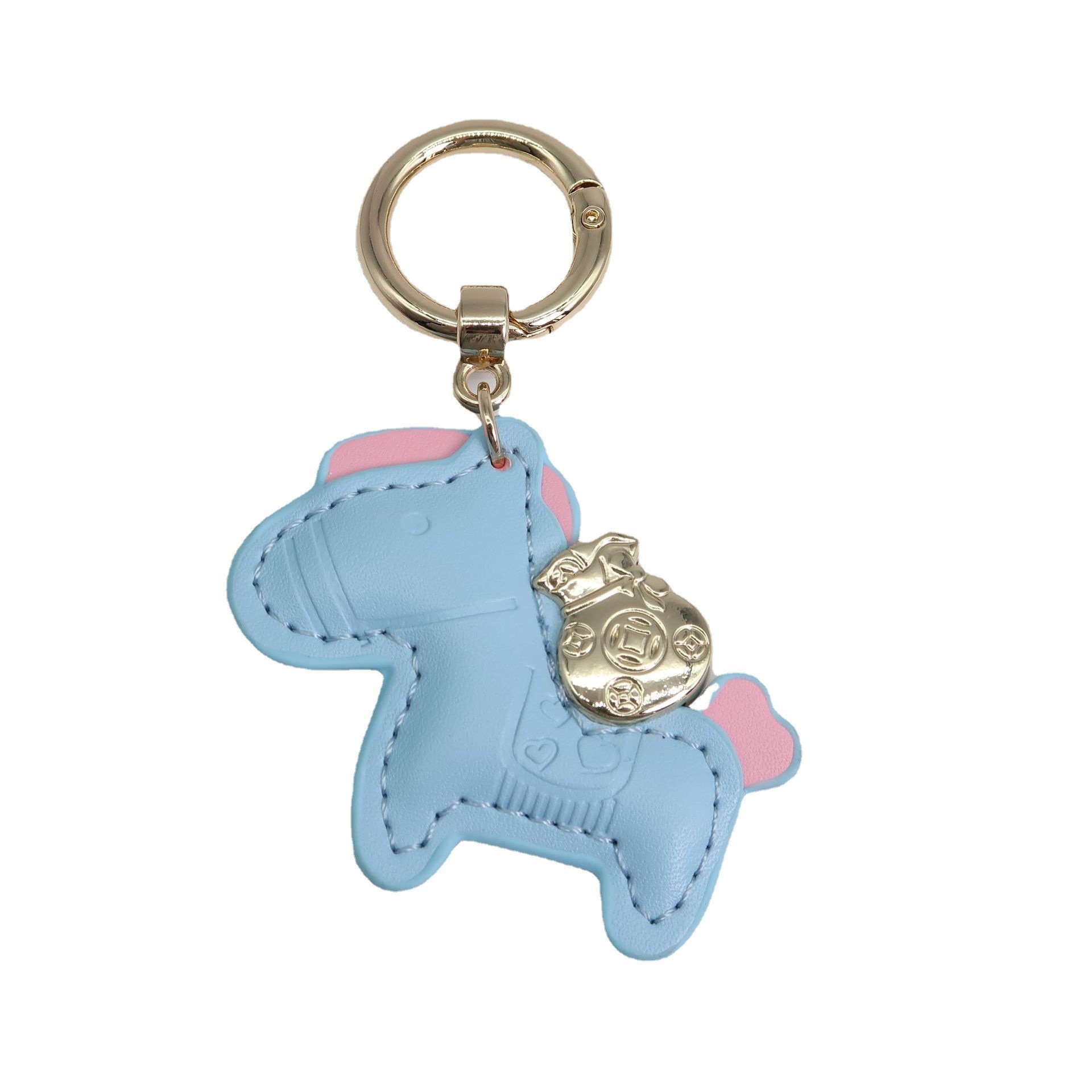 Wholesale Pu Leather Car Fob Key chain Cotton Filling Horse Animal Pony Women Backpack Bag Handbag Charm Pendant