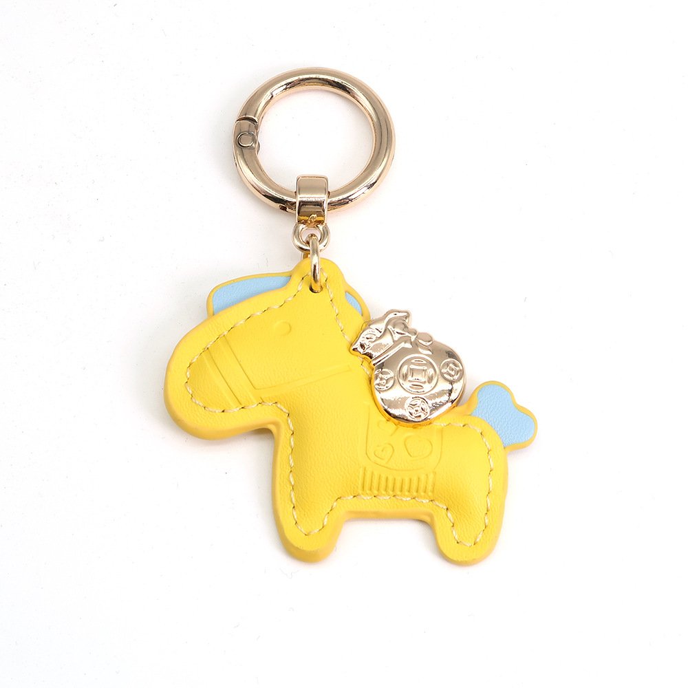 Wholesale Pu Leather Car Fob Key chain Cotton Filling Horse Animal Pony Women Backpack Bag Handbag Charm Pendant