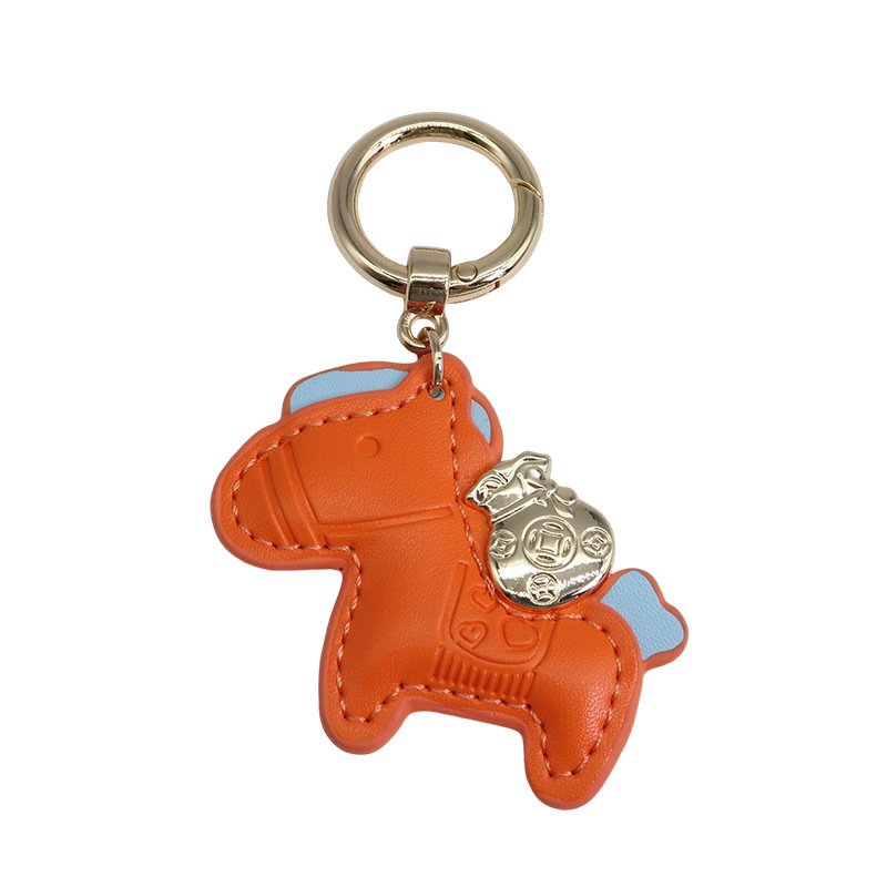 Wholesale Pu Leather Car Fob Key chain Cotton Filling Horse Animal Pony Women Backpack Bag Handbag Charm Pendant