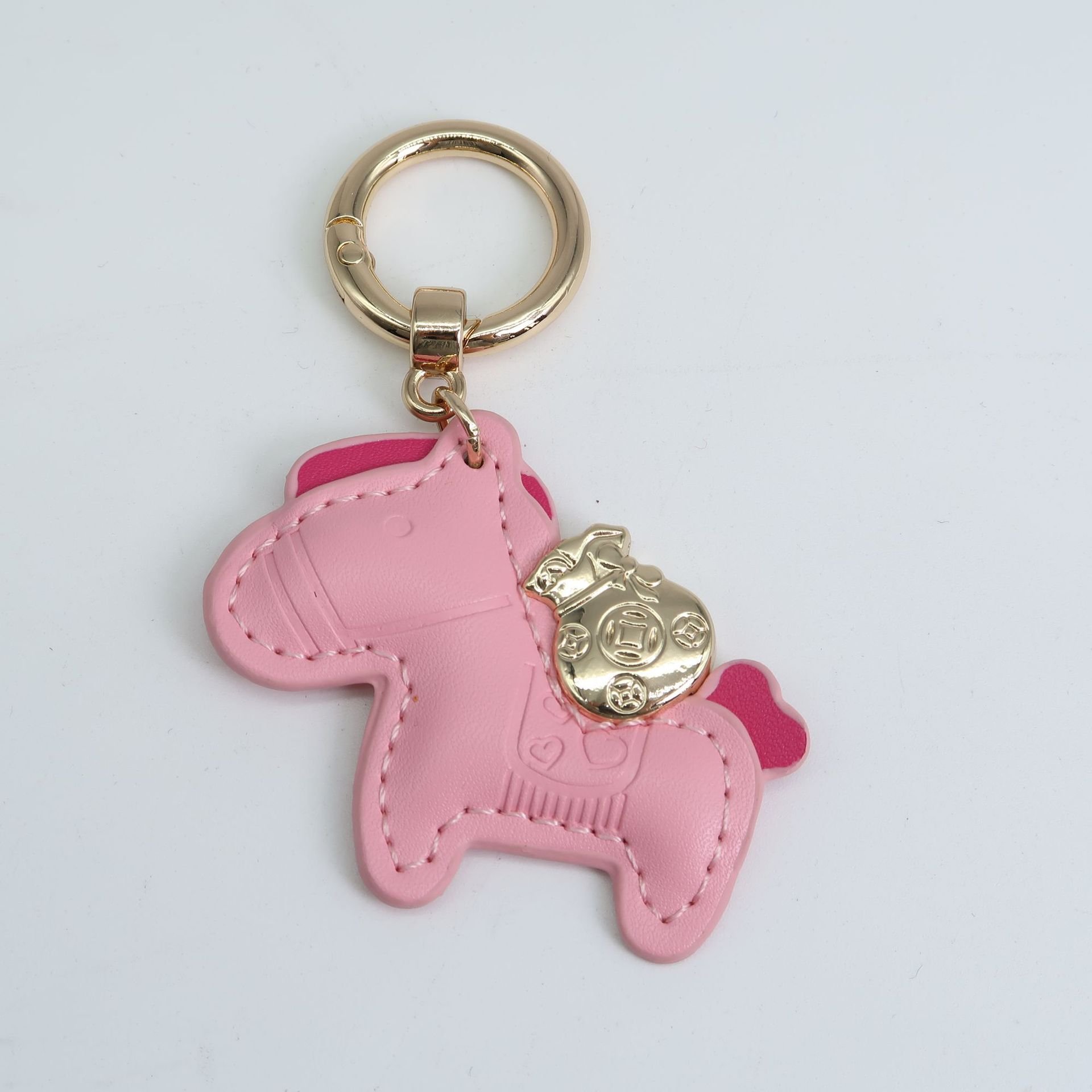 Wholesale Pu Leather Car Fob Key chain Cotton Filling Horse Animal Pony Women Backpack Bag Handbag Charm Pendant