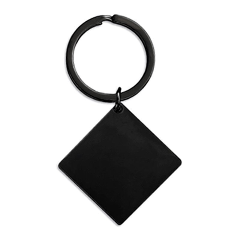 Square Double Hang Tag Keychain Mirror Polish Stainless Steel Engraved Blank Tag Jewelry Making Souvenir Durable Metal Keyring