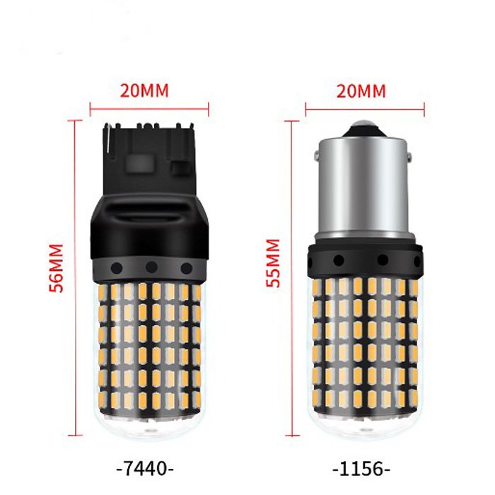 144SMD 7440 1156 LED Bulbs Turn Signal Blinker Lights Anti Hyper Flash for car fog lights and others car light accessories