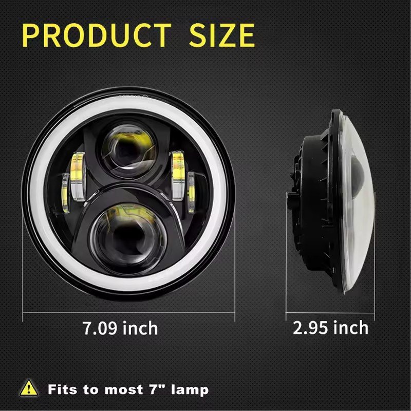 A80 7''-inch round High Quality Auto lamps 7inch 40W Headlight Leds With Lens Angel Eyes Type