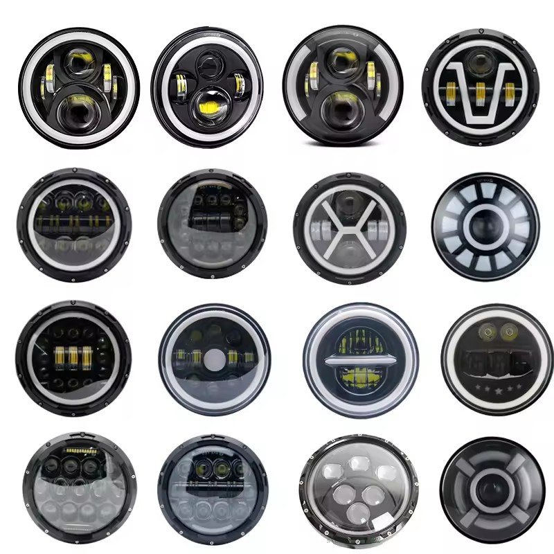 A80 7''-inch round High Quality Auto lamps 7inch 40W Headlight Leds With Lens Angel Eyes Type