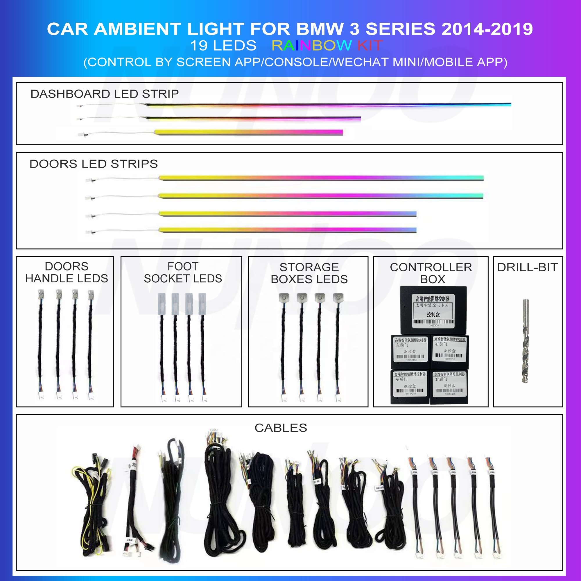 Auto Inside Atmospheres Light For BMW 3 Series F30 F31 F34 4 Series F32 F33 F36 Car Interior Ambient Lighting