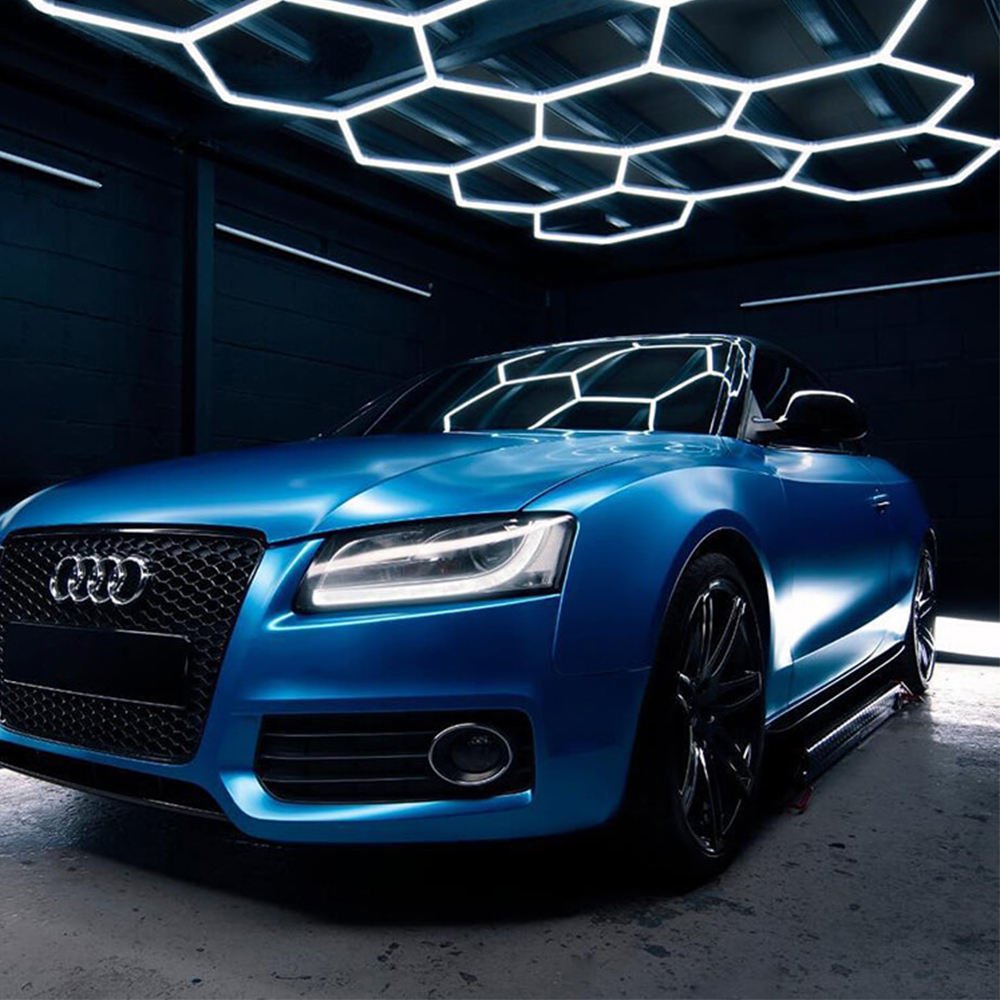 Car Wash Station Honeycomb Auto Car Detailing Work Light 220V Garage Ceiling Hexagonal Led Lights