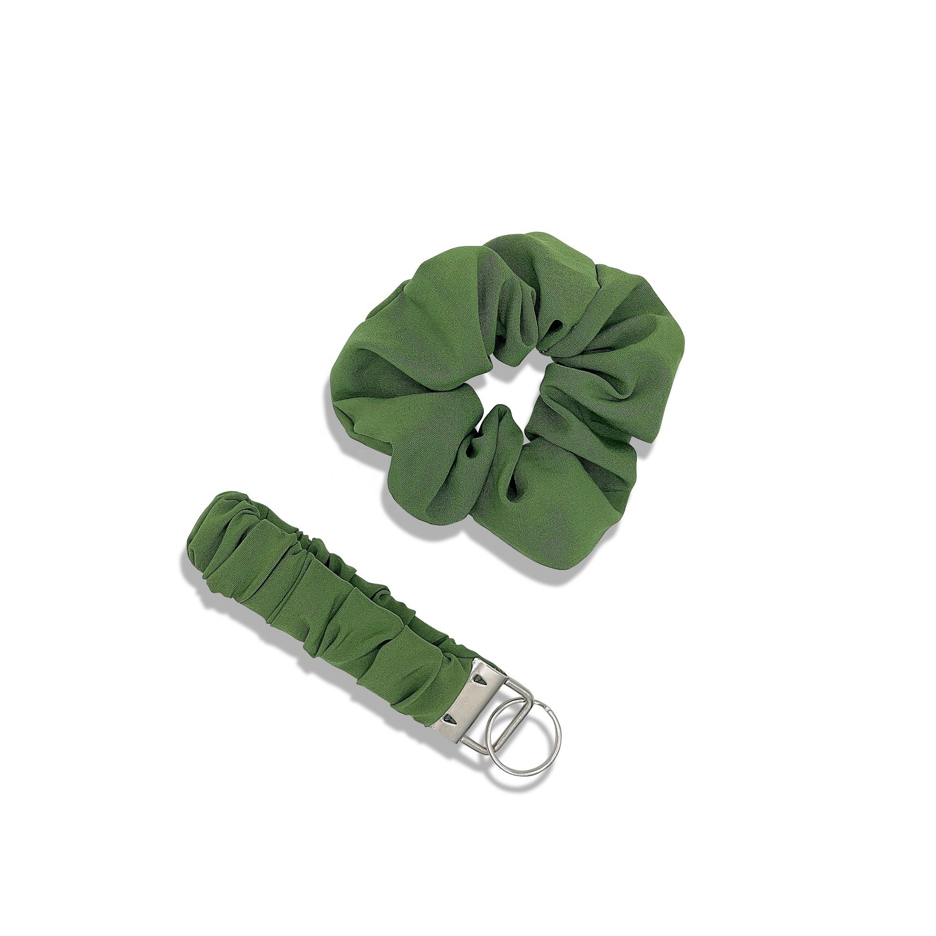 New Arrival Hair Accessories Polyester Fabric Self Defense Keychain Customized Pattern Wristlet Scrunchie Keychain