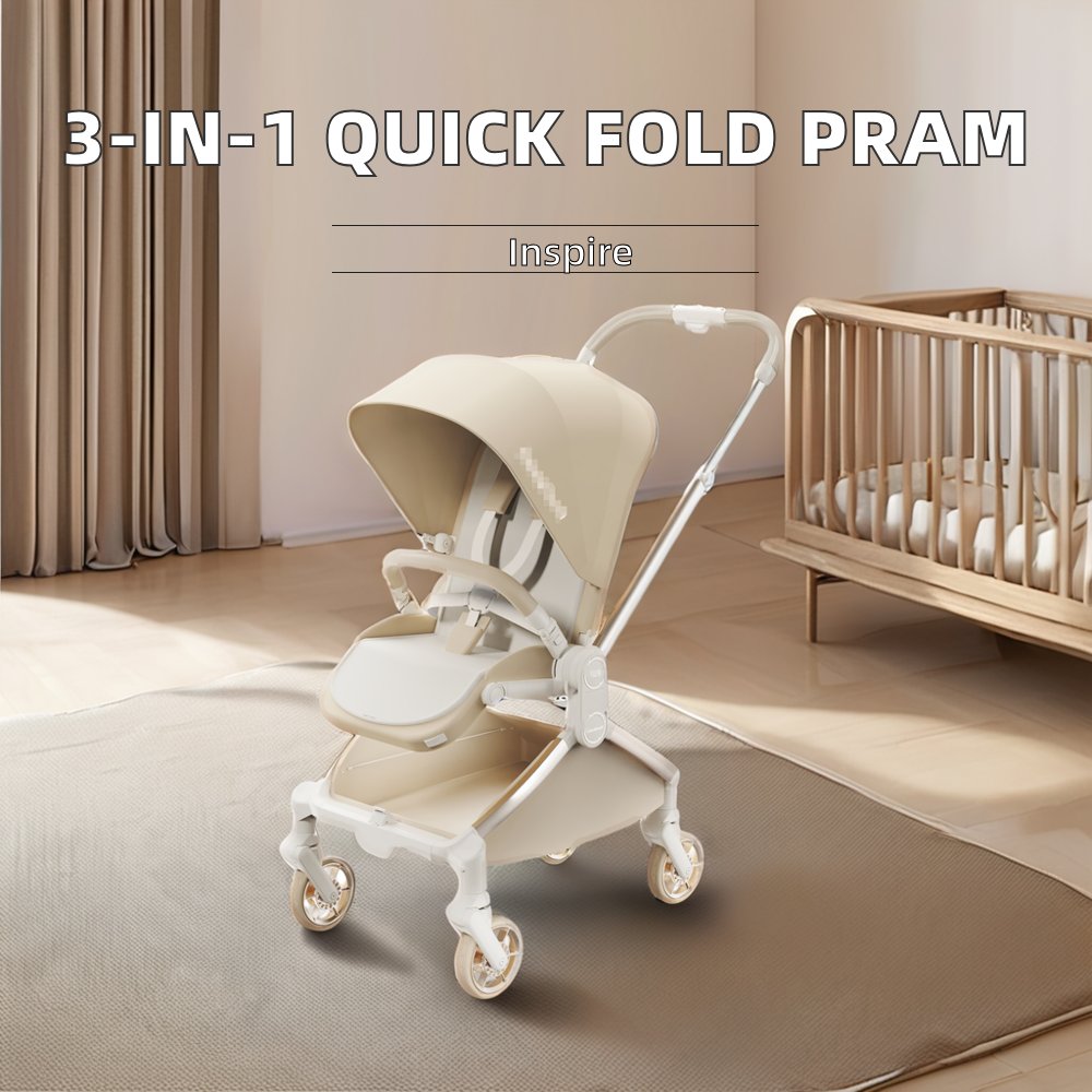 Factory Supply 3-in-1 Mode 3D Printed Quick-Folding One-Hand Child Pushchair Mama Pram Baby Stroller Car baby accessories