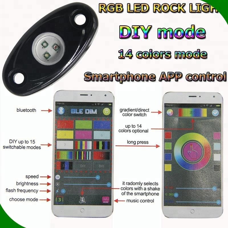 car lights accessories for decoration rgb rock lights color switch music dancing smartphone app control supply for rock lights