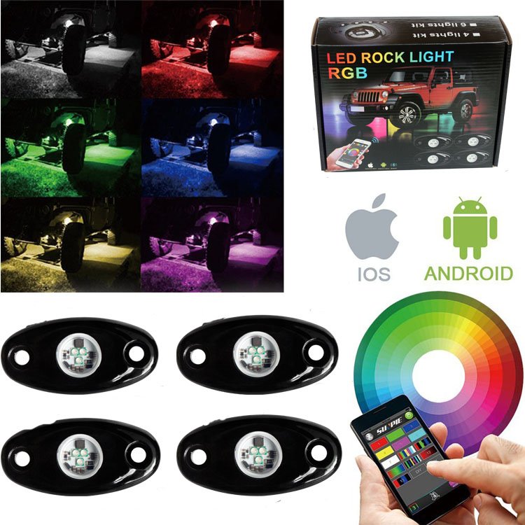 car lights accessories for decoration rgb rock lights color switch music dancing smartphone app control supply for rock lights