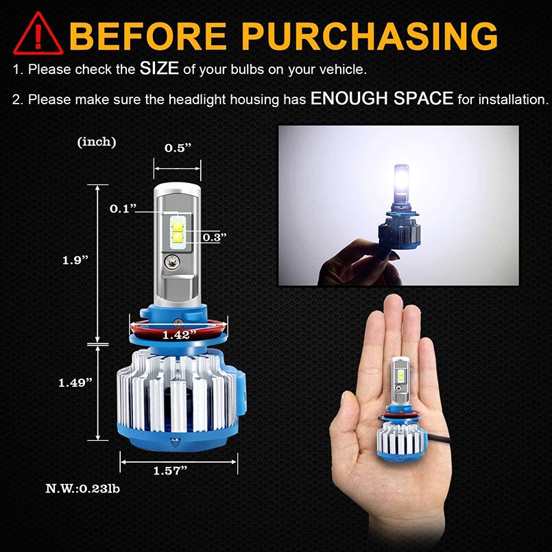 High quality Car Luces LED Para Autos Faro Bombillo H4 H7 H11 9005 9006 T1 TURBOS headlight bulb focos LED