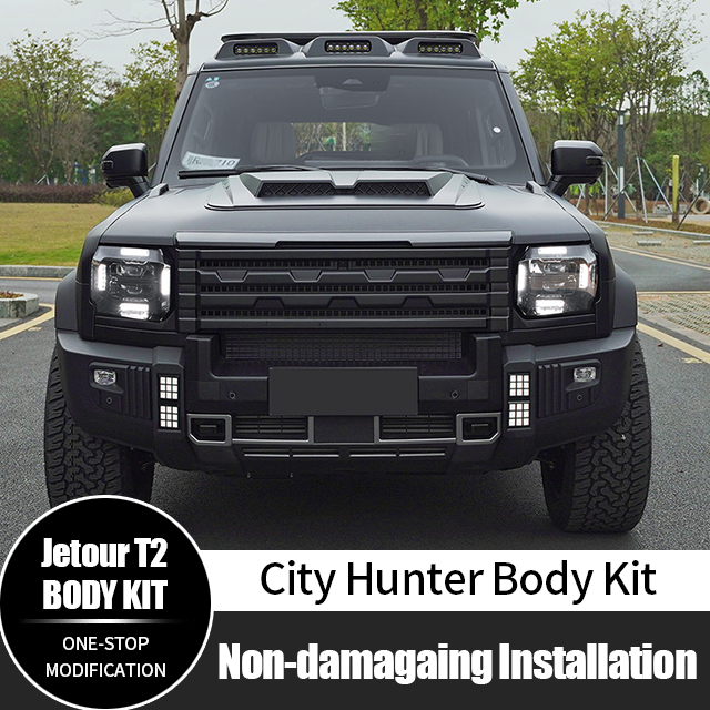 Factory Wholesale 4x4 Front Grille Rear Spoiler Roof Lights Engine Hood City Hunter Body Kit for Jetour T2